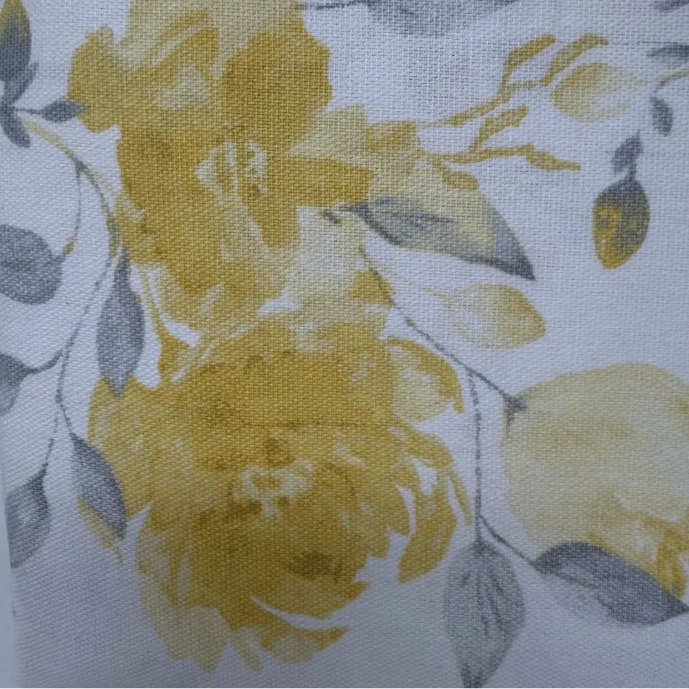 Lauren Ralph Lauren Floral Shower Curtain Yellow Gray White NWT
